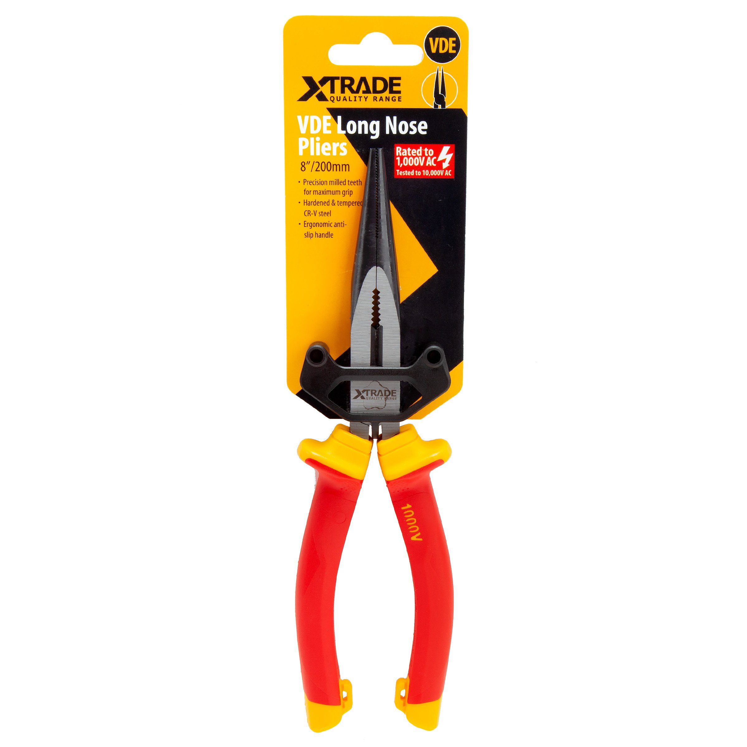 XTRADE VDE LONG NOSE PLIERS 8"/200MM X0900229
