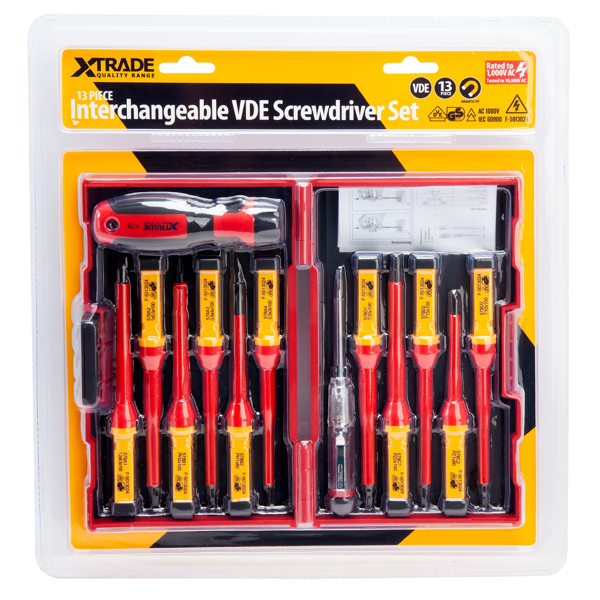 XTRADE 13 PIECE INTERCHANGEABLE VDE SCREWDRIVER SET X0900220