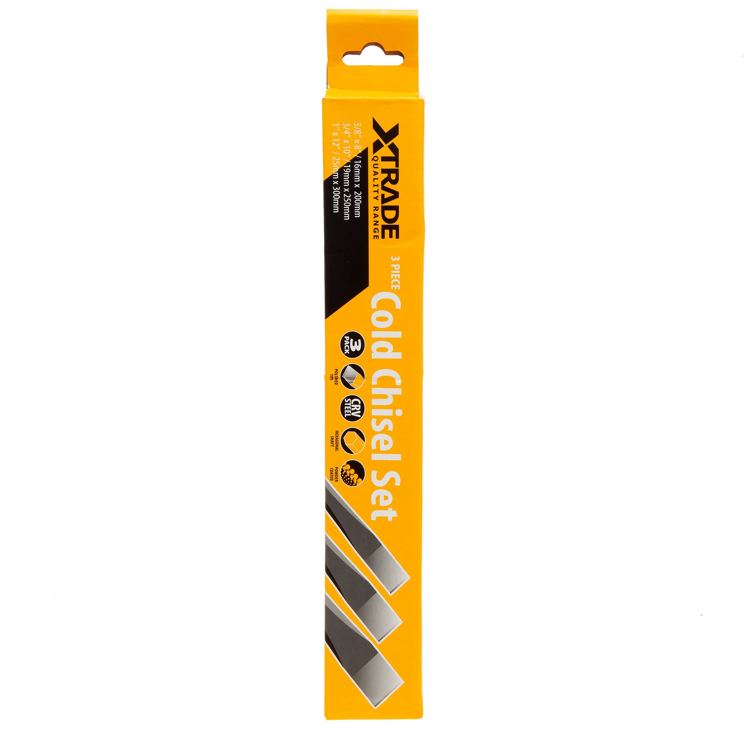 XTRADE 3 PIECE COLD CHISEL SET 5/8" [16MM] 3/4" [19MM] 1" [25MM] X0900234