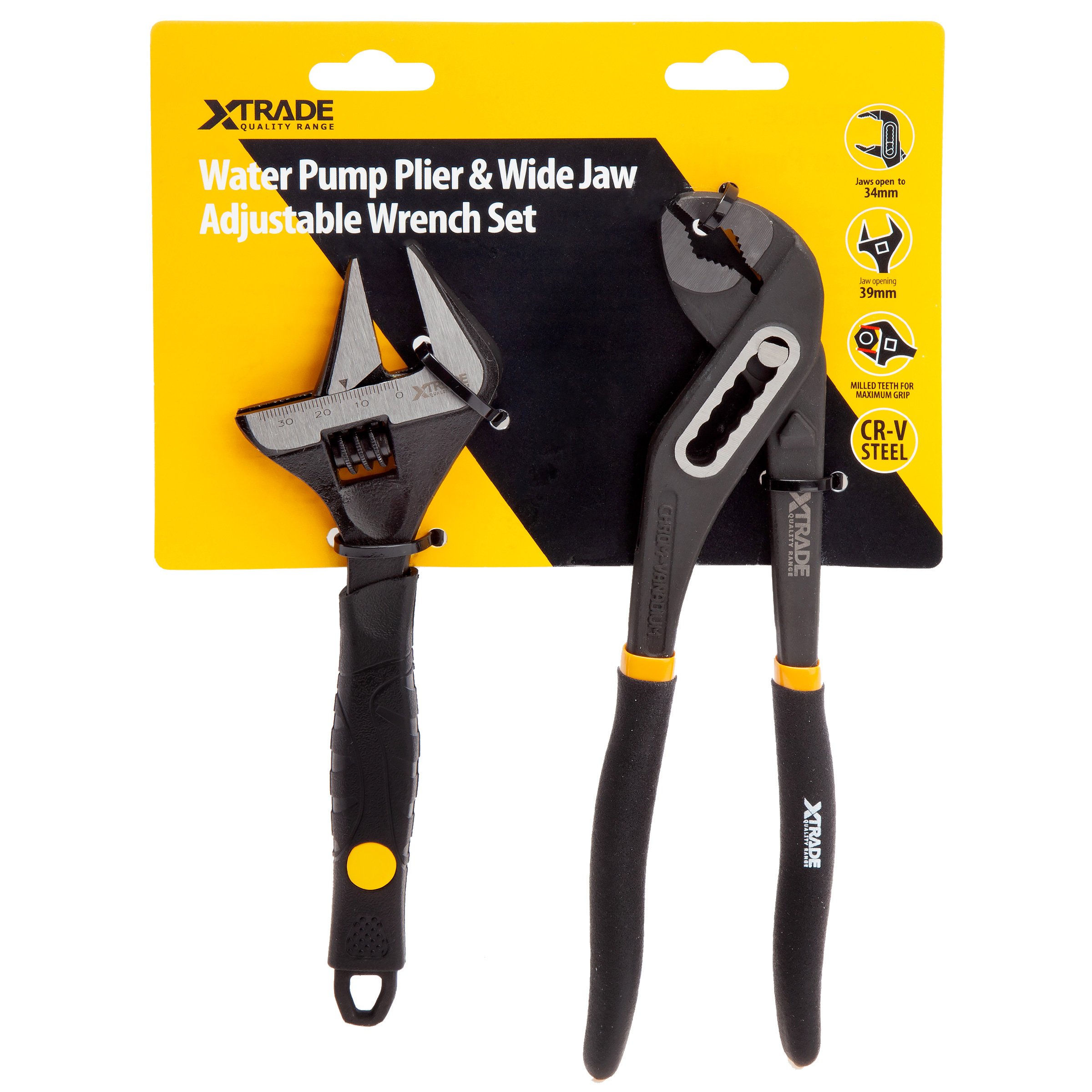 XTRADE WATER PUMP PLIER & WIDE JAW ADJUSTABLE WRENCH SET X0900231