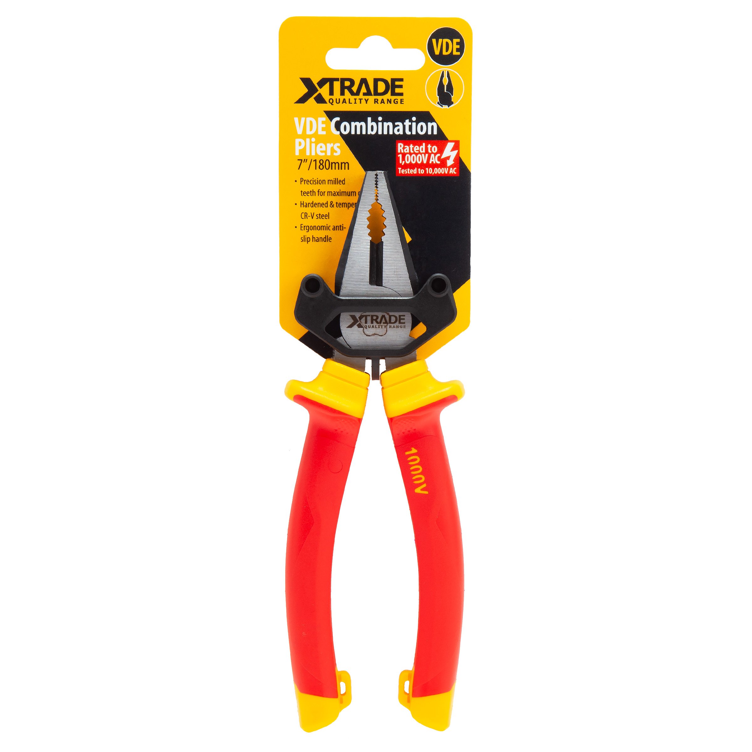 XTRADE VDE COMBINATION PLIERS 7"/180MM X0900228