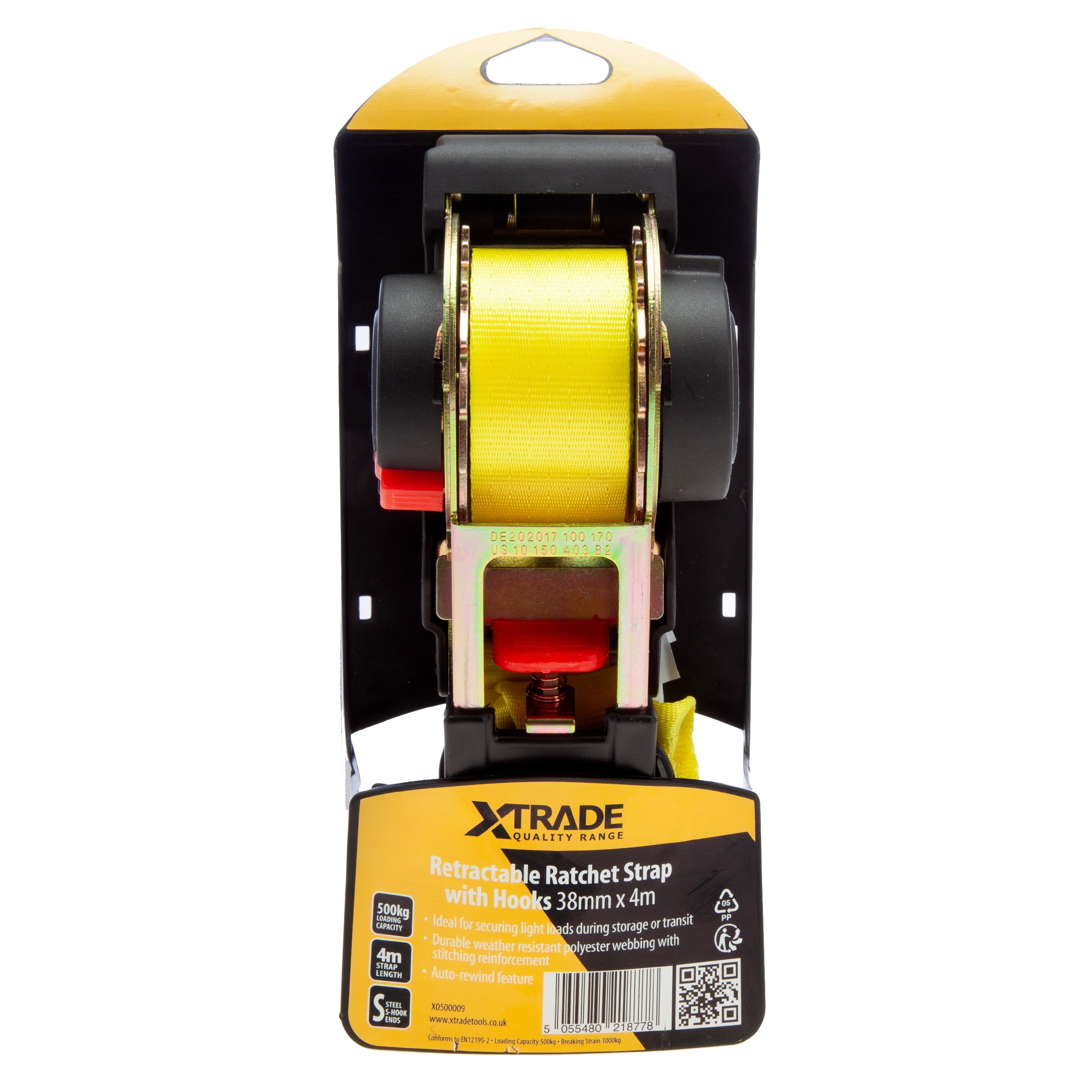 XTRADE RETRACTABLE RATCHET STRAP WITH HOOKS 38MM X 4M X0500009