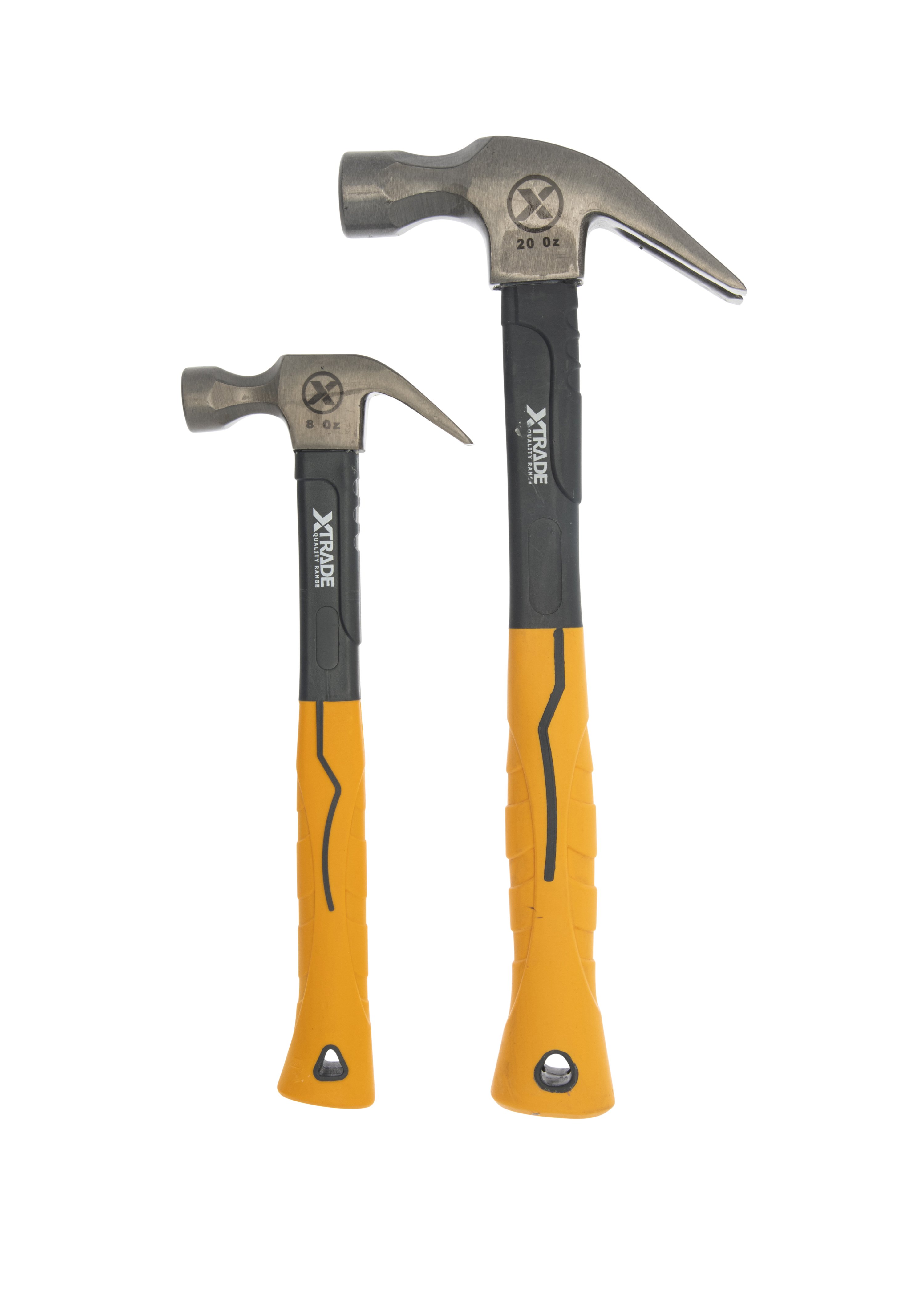 XTRADE FIBREGLASS CLAW HAMMER TWINPACK 8OZ + 20OZ X0900088